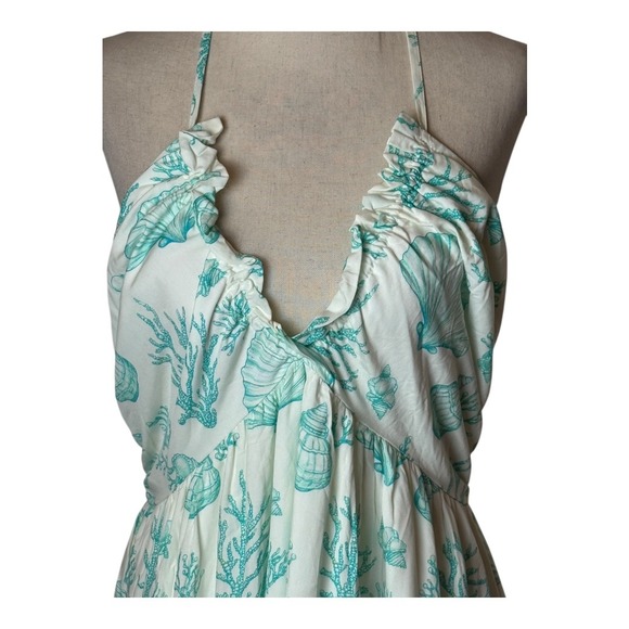 Cupshe Dress Women Medium White Blue Starfish Beach Seashell Midi NWT Boho - Picture 6 of 13